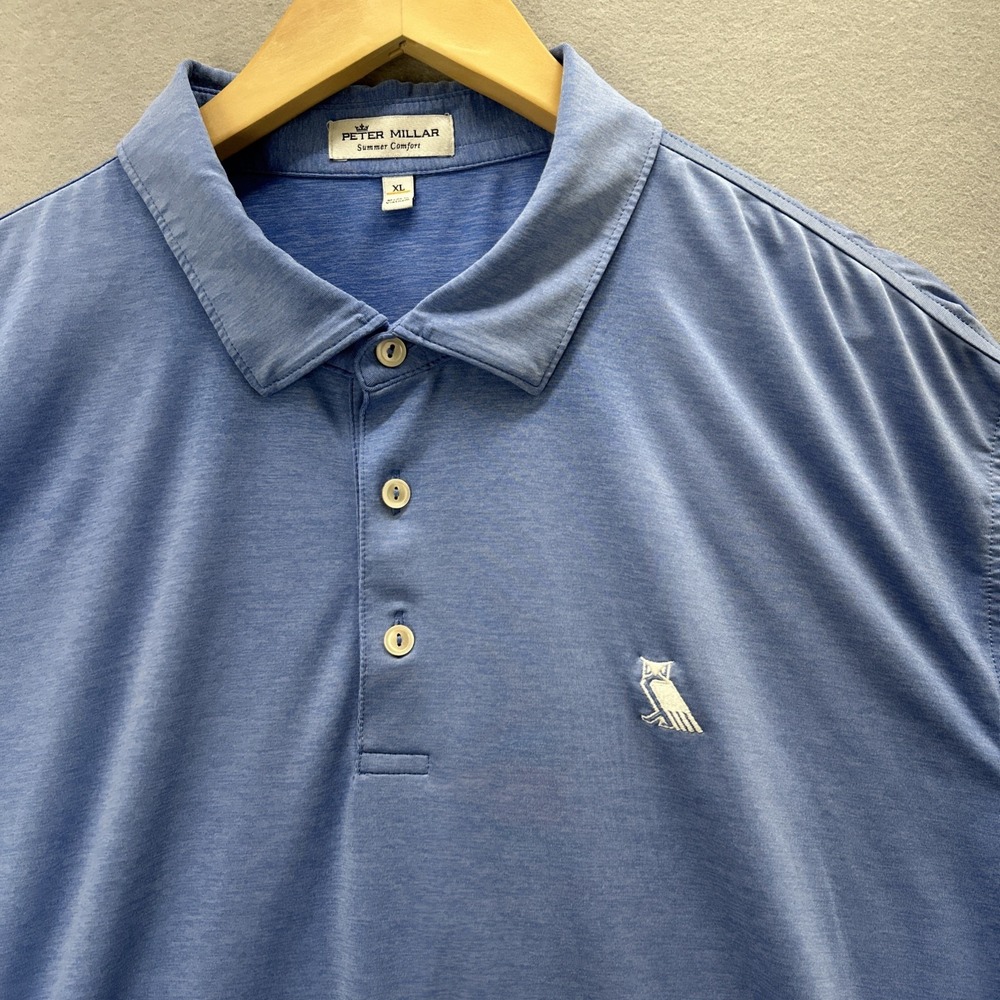 Peter Millar Summer Comfort Bohemian Grove Club Polo Men's XL Heathered Blue